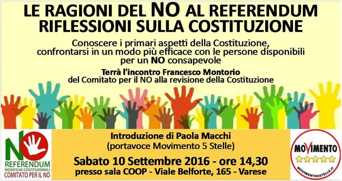 NO al Referendum Costituzionale - Comune Varese 5 stelle